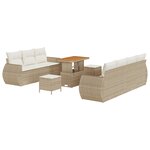 Ensemble de 10 pièces de canapé de jardin avec coussins Beige Poly Rattan Acacia
