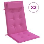 vidaXL Coussins de chaise à dossier haut lot de 2 rose tissu oxford