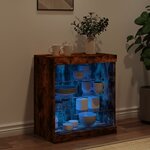 vidaXL Buffet avec lumières LED chêne fumé 60 5x37x67 cm