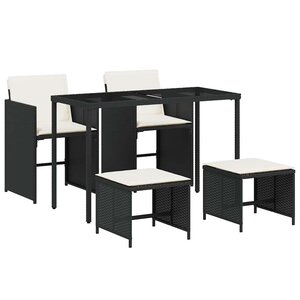 vidaXL Ensemble à manger de jardin coussins 5Pièces Noir Résine tressée