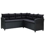 Salon de jardin meuble d'extérieur ensemble de mobilier 6 pièces avec coussins résine tressée noir 02_0016930