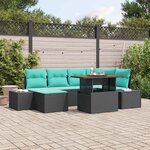 vidaXL Ensemble de salle à manger pour jardin 7 Pièces Noir et Sarcelle