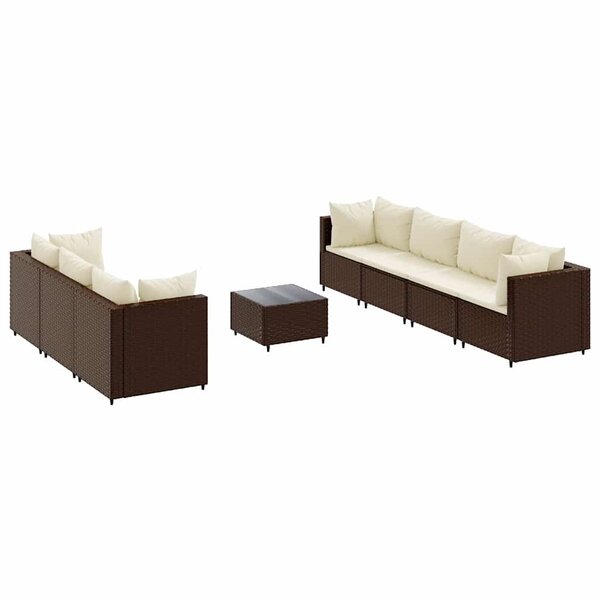vidaXL Salon de jardin avec coussins 8 Pièces marron résine tressée