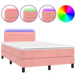 vidaXL Sommier à lattes de lit et matelas LED rose 120x190 cm velours