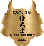 Monnaie SAMURAI MASK Shaped 1/1000 Oz Medaille Or (PRÉCOMMANDE)