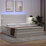 vidaXL Lit avec rangement et LED Blanc pur 200 x 200 cm Simili cuir