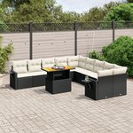 vidaXL Salon de jardin 11 Pièces avec coussins noir résine tressée