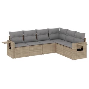 vidaXL Salon de jardin avec coussins 6 Pièces beige résine tressée