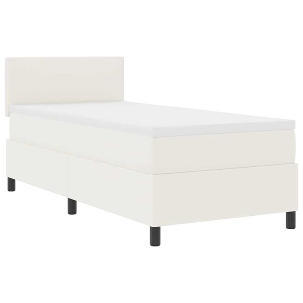 vidaXL Lit à ressorts Manuel Crème et Blanc 203 x 80 x 88 cm
