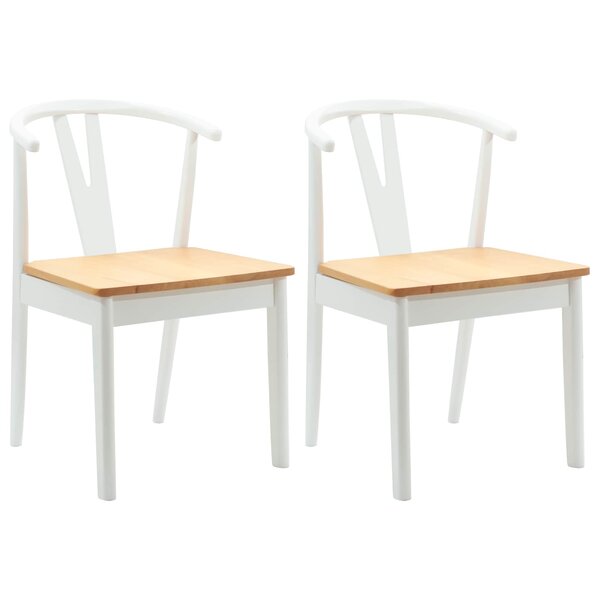 vidaXL Chaise de salle à manger 2 Pièces Blanc et Naturel