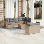vidaXL Salon de jardin et coussins 10 Pièces mélange beige résine tressée