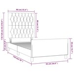 vidaXL Cadre de lit avec tête de lit Gris foncé 90x190 cm Tissu