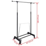 vidaXL Port-manteau réglable 4 roulettes 1 rail d'accrochage