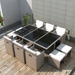 vidaXL Salon de jardin encastrable avec coussins 11 Pièces Rotin Beige