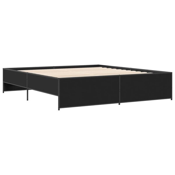 vidaXL Cadre de lit noir 180x200 cm bois d'ingénierie et métal