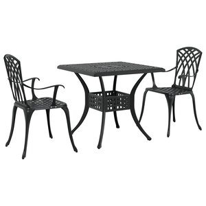 Set de Bistro de Jardin 3 Pièces Noir en Aluminium Fonte de vidaXL