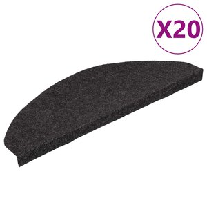 vidaXL Tapis d'escalier auto-adhésifs 20 Pièces noir 65x22 5x3 5 cm
