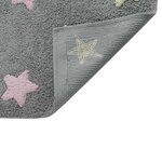 Tapis coton motif petites étoiles 3 couleurs - gris rose - 120 x 160