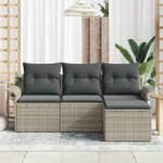 vidaXL Ensemble de canapé de jardin 4 Pièces Gris clair Poly rotin