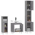 vidaXL Ensemble d'armoires de salle de bain 3 Pièces sonoma gris