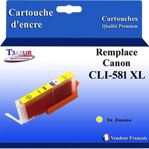T3AZUR - Cartouche compatible avec Canon CLI581XL CLI-581 XL pour Canon Pixma TS9155 TS9500 TS9540 TS9541C TS9550 TS9551C Jaune