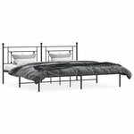 vidaXL Cadre de lit métal sans matelas avec tête de lit noir 193x203cm