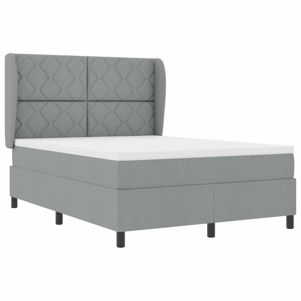 vidaXL Lit à ressorts avec matelas Gris clair 140 x 190 cm tissu