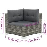 vidaXL Salon de jardin 10 Pièces avec coussins Résine tressée Gris