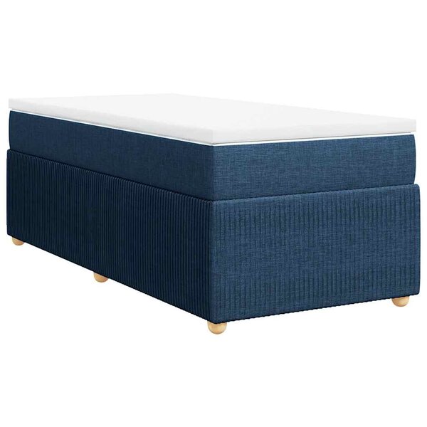 vidaXL Sommier à lattes de lit avec matelas Bleu 100x200 cm Tissu