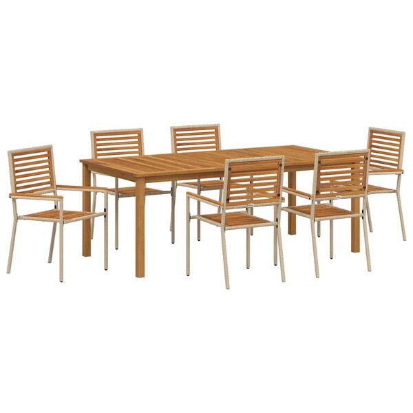 vidaXL Ensemble de salle à manger pour jardin 7 Pièces Beige