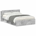 vidaXL Cadre de lit avec rangement Gris béton 140 x 190 cm