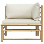 vidaXL Canapé d'angle de jardin avec coussins blanc crème Bambou