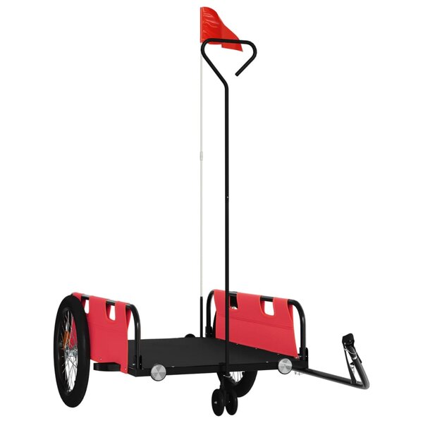 vidaXL Remorque de vélo rouge et noir tissu oxford et fer