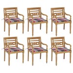 vidaXL Chaises Batavia avec coussins 6 Pièces Bois de teck solide