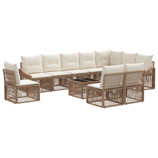 vidaXL Ensemble de canapé de jardin 11 Pièces Beige polyrotin