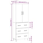 vidaXL Buffet haut Blanc 69 5x34x180 cm Bois d'ingénierie