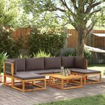vidaXL Salon de jardin avec coussins 7 Pièces bois massif d'acacia