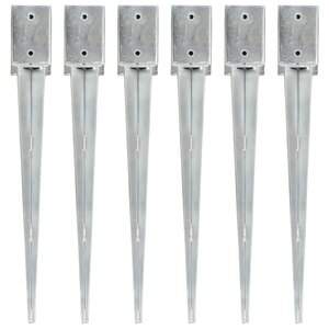 vidaXL Piquets au sol 6 Pièces Argenté 9x9x75 cm Acier galvanisé