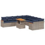 vidaXL Salon de jardin 11 Pièces avec coussins gris résine tressée