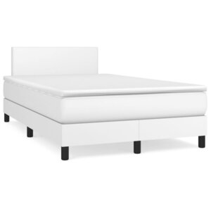 vidaXL Sommier à lattes de lit avec matelas Blanc 120x200cm Similicuir