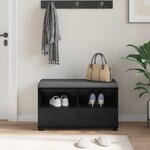 vidaXL Banc d'entrée avec coussin Chêne noir 80 x 38 x 46 cm