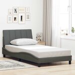vidaXL Cadre de lit sans matelas gris foncé 100x200 cm tissu