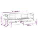 vidaXL Lit de jour avec tiroirs sans matelas 90x200 cm bois massif