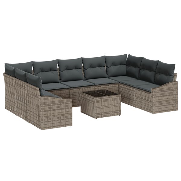 vidaXL Ensemble de Dîner de Jardin 9 Pièces avec Coussins en Rattan Poly Noir