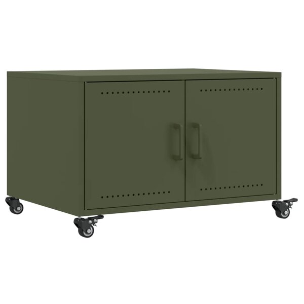 vidaXL Table basse vert olive 68x50x43 5 cm acier