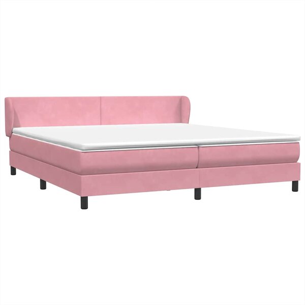 vidaXL Sommier à lattes de lit avec matelas rose 180x210 cm velours