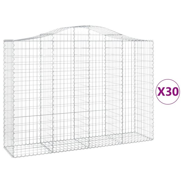 vidaXL Paniers à gabions arqués 30 Pièces 200x50x140/160 cm Fer galvanisé
