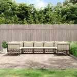 vidaXL Salon de jardin 7 Pièces avec coussins anthracite résine tressée