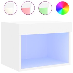 vidaXL Table de chevet murale avec lumières LED blanc