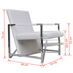 vidaXL Fauteuil avec pieds chromés Blanc Similicuir